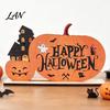 Halloween Home Festive Decor Wooden Table Sign, Cute Pumpkin Boo Ghost Centerpiece Tabletop for Indoor Mantel Fireplace Decorative Fall Sign