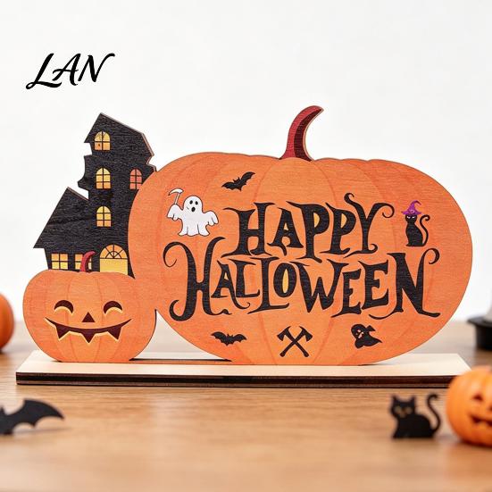 Halloween Home Festive Decor Wooden Table Sign, Cute Pumpkin Boo Ghost Centerpiece Tabletop for Indoor Mantel Fireplace Decorative Fall Sign