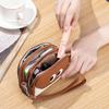 New first-layer cowhide change bag mini cute women's small wallet multi-functional leather three-zipper storage bag