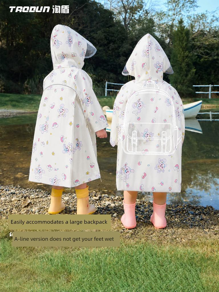 Children's Raincoat for Boys and Girls, Elementary School Students with Backpack Space, Special Rain Poncho for Babies Going to Kindergarten, Large