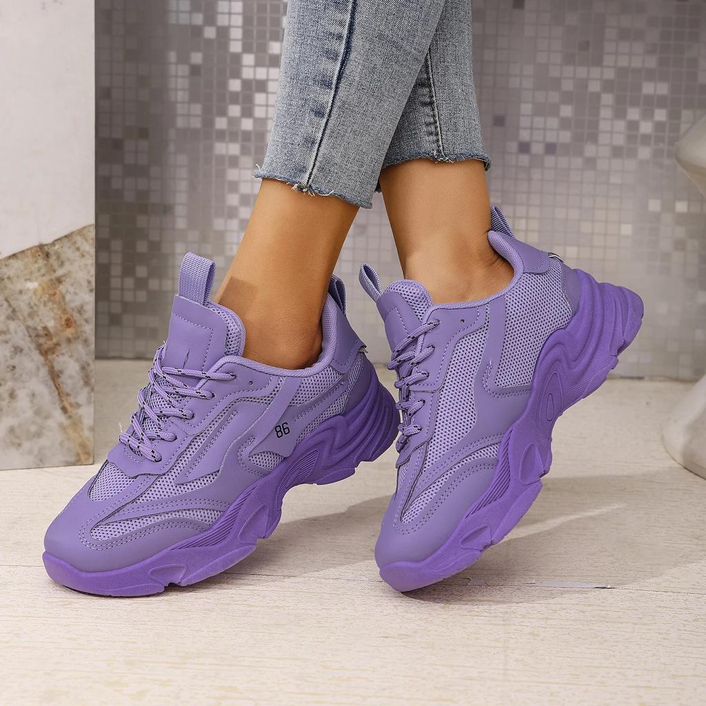 Fashion New Women Lace Up Anti-slip Sneakers Women Fashion Breathable Designer Shoes Thick Sole Outdoor Tennis Sneakers Zapatos De Mujer