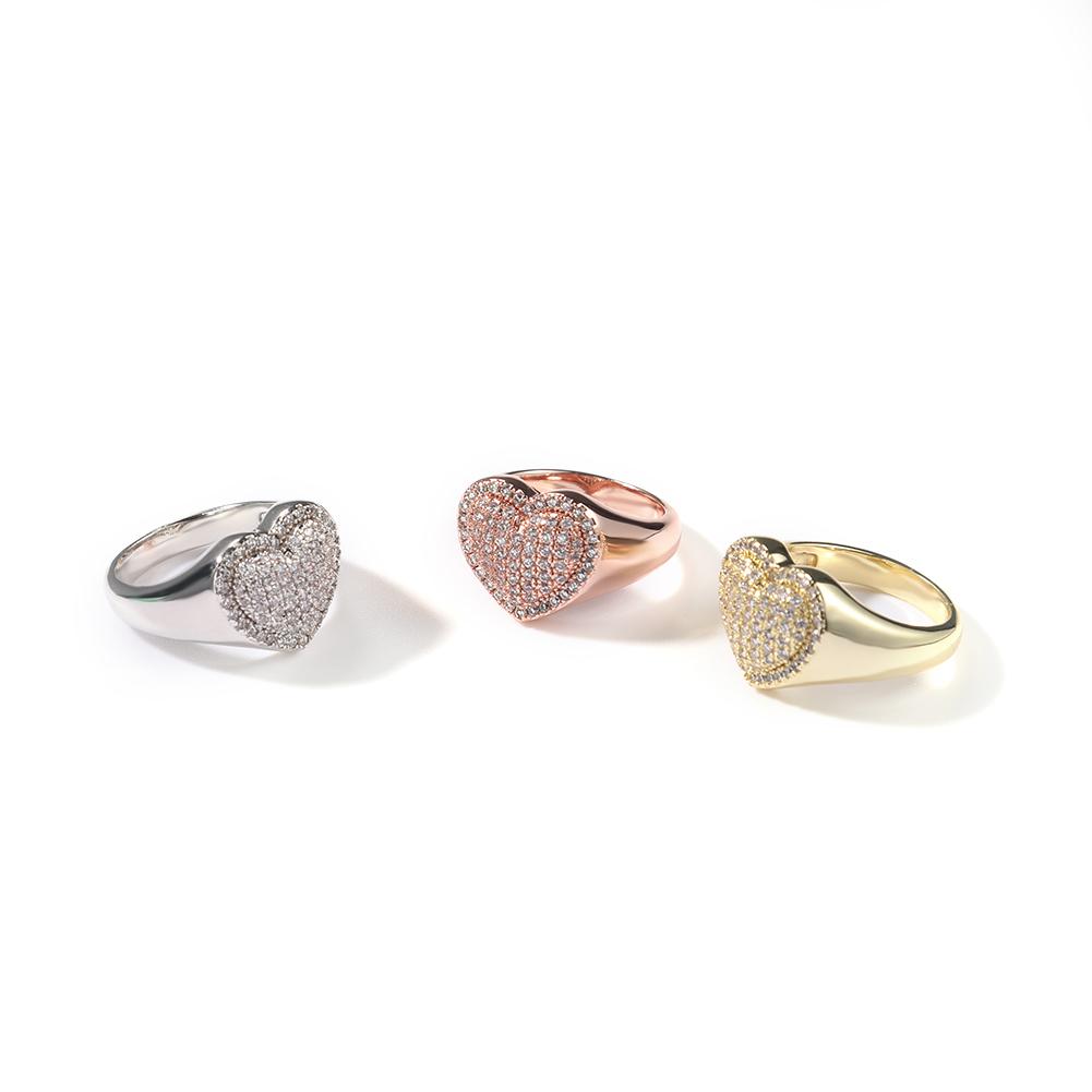 L'ANELLO A FORMA DI CUORE THE BLING KING Completamente Ghiacciato Zirconia Cubica Anello da Festa Micro Pavimentato Bling Gioielli Hiphop Uomo Donna Regalo