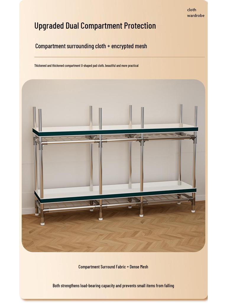 Sturdy Steel Pipe Wardrobe with Alloy Connectors for Home Bedrooms and Rentals