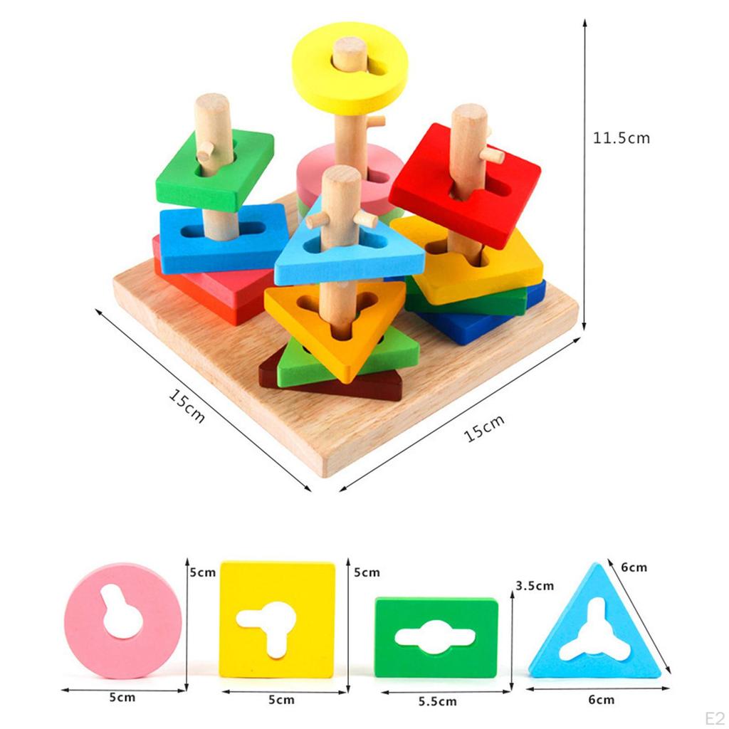 Montessori Wooden Sorter Stacking Toy Puzzles for Preschool Kids Girls