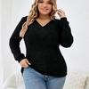 Dámský podzimní zimní svetr Velká velikost XL~5XL Svetry s dlouhým rukávem Výstřih do V Ležérní Top Žebrované Pletené košile Ženy