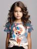 Girl Clothes Cute Animals 3D Print Casual Crew Neck Short Sleeves Graphic T Shirts Children's Clothing 2-10Y for Animals Lover
