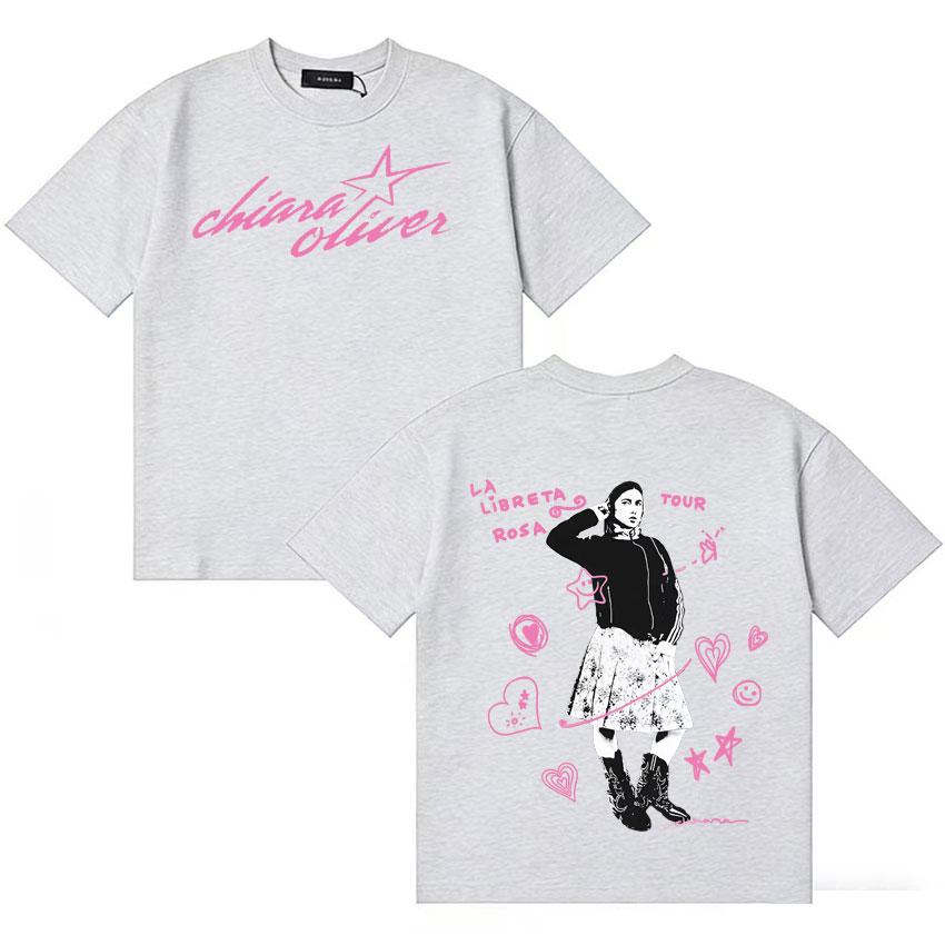 Singer Chiara Oliver Harajuku Graphics T Shirts Unisexs Womens Tshirt Hip Hop Casual High Quality Cotton Oversized T Shirts Unisex