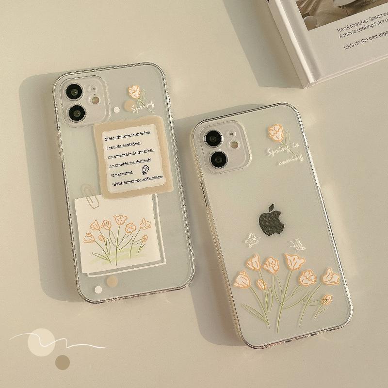 Original Hand-painted Flowers 17pro Max for Apple 14 Mobile Phone Case 11 Silicone 16 All-inclusive 8p for IPhone15pro