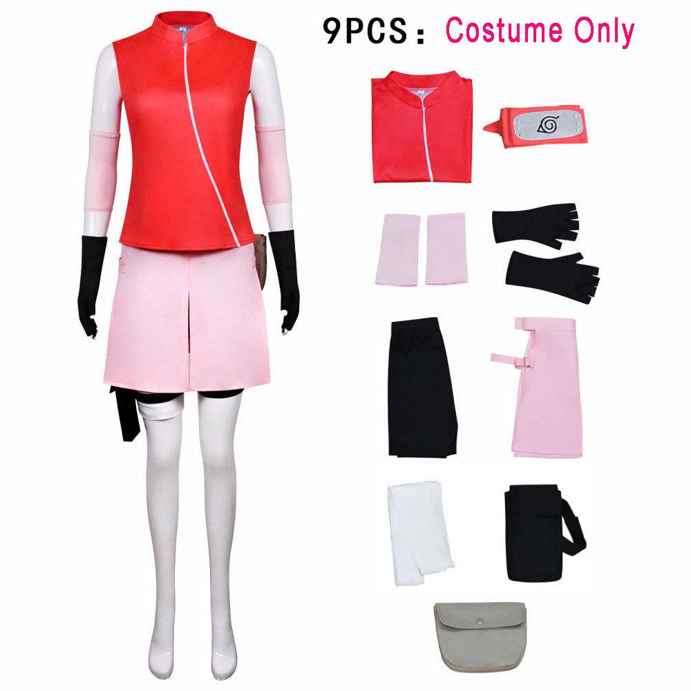Spill Haruno Sakura Cosplay Shippuden Anime Kostyme Parykk Kvinner Jenter Skjørt Antrekk Unisex Ninja Tegneserie Halloween Karnevalskostyme