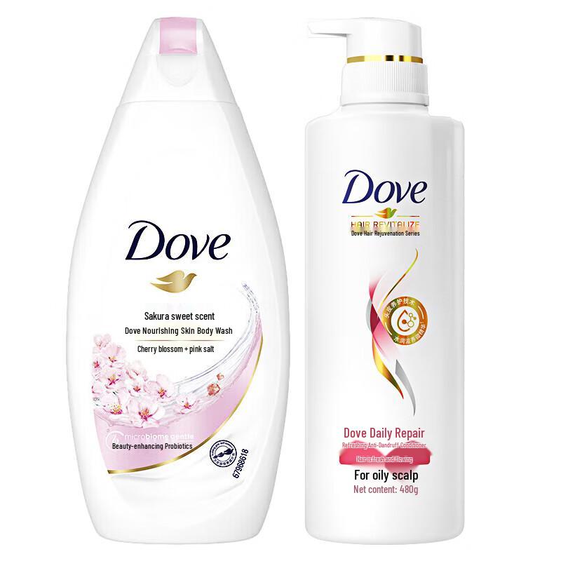 Dove Cherry Blossom Body Wash & Daily Repair Hair Care Set