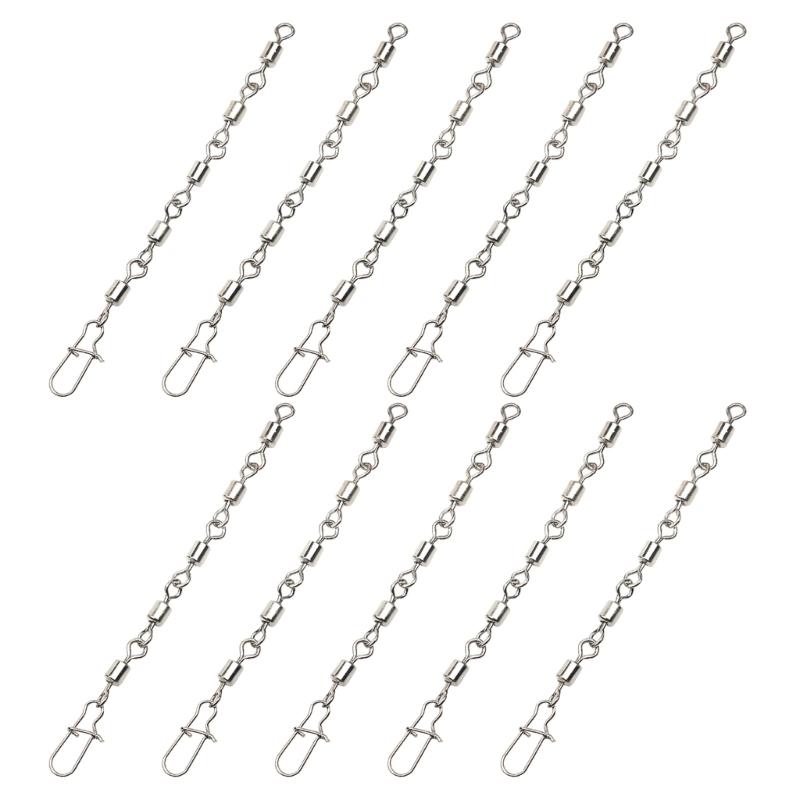 10Pcs High Strength Snap Swivels Rolling Connector Tackle Stainless Steel Fishing Barrels Swivels Safety Snaps Swivels 1