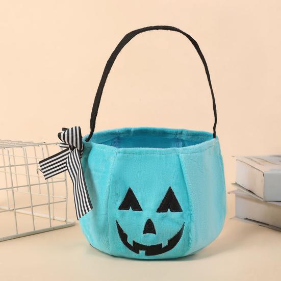 Durable Candy Storage Bag Halloween Pumpkin for Kids, Trick or Treat Tote Eye-catching with Handle, Reusable Snack Bucket Party Favors