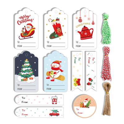 150 Pieces Christmas Packing Bags Hanging Tags with Ropes Kraft Paper Labels DIY Decoration Winter Festival Wrapping Accessories