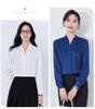 Black V-Neck Long Sleeve Women's Shirt - Petite Professional Interview Wear for Spring and Autumn