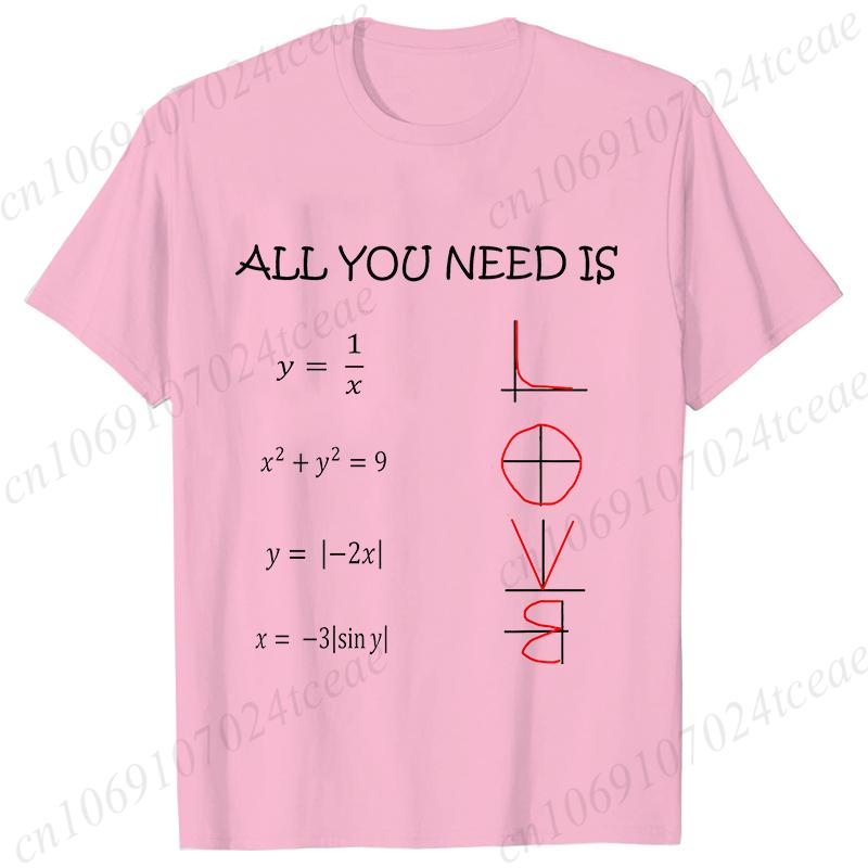 Retro Men's T-Shirt All You Need Is Love Math Equation Short Sleeve T-Shirt Summer Casual Tees Top Loose Oversize T-Shirt Men