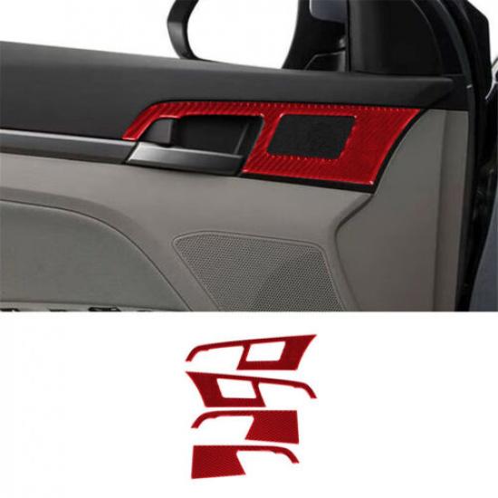 4Pcs Red Carbon Fiber Interior Door Handle Cover Trim For Hyundai Elantra