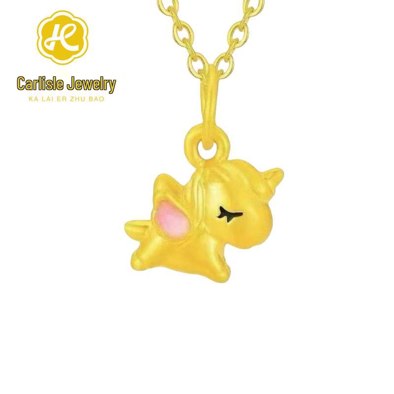 Shuibei 999 Fine Gold Slim Waist Necklace: 3D Hard Gold Women's Pendant Charm, Popular Live Broadcast Hot Seller.