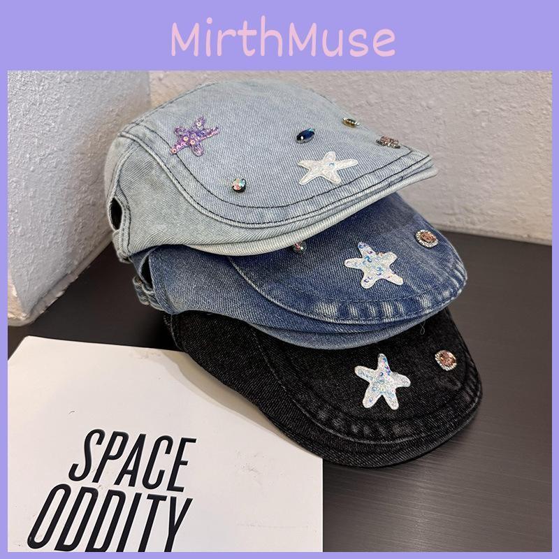 Pentagram Retro Star Cowhide Cabbie Hat Breathable Cotton Fashion Women Casual