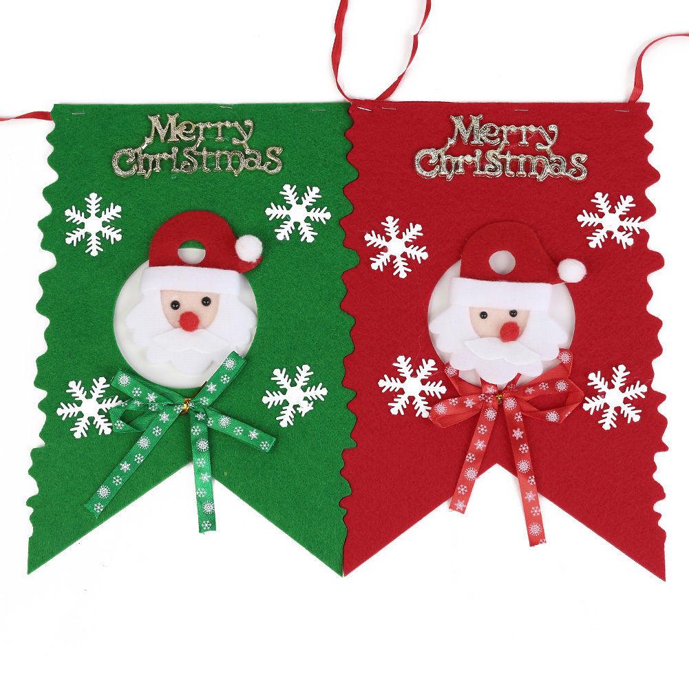 Pattern Santa Claus Hanging Flags Christmas Party Decoration Fashion Banner