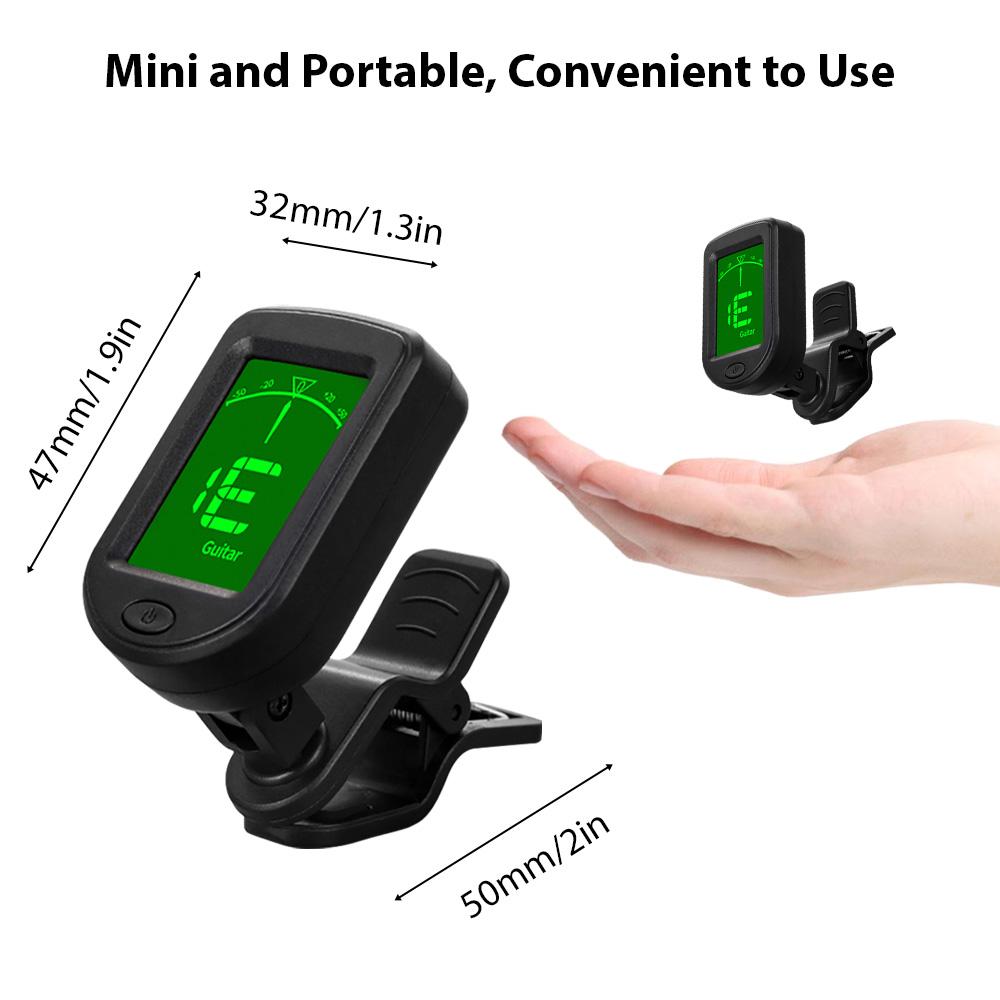 Guitar Tuner Clip On for Twelve Tone Equal Temperament Guitar Bass Violin Ukulele Dual Color Backlit LED Screen