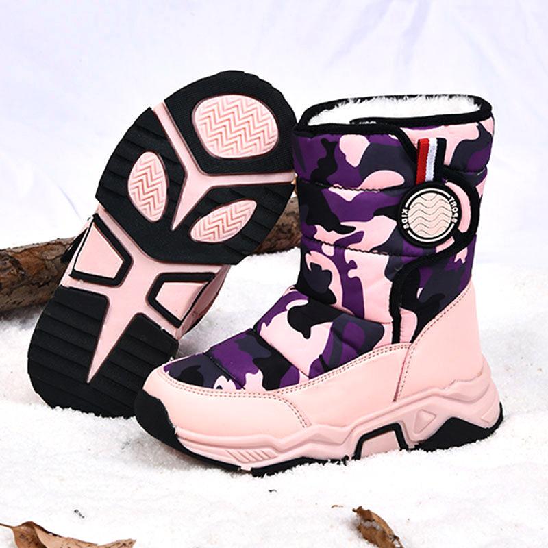 Botas de Neve de Camuflagem de Inverno para Crianças - Quentes, Algodão Acolchoado para Meninos e Meninas