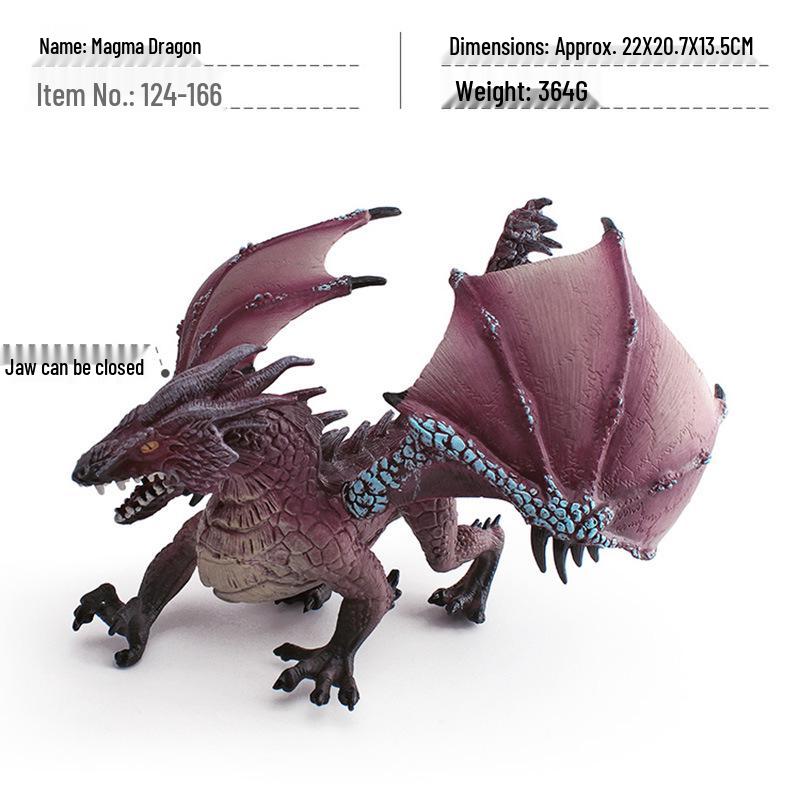 Warcraft Dragon Model Toy: Fire Rock & Stone Dragon, Movable Jaw, Dinosaur Ornament