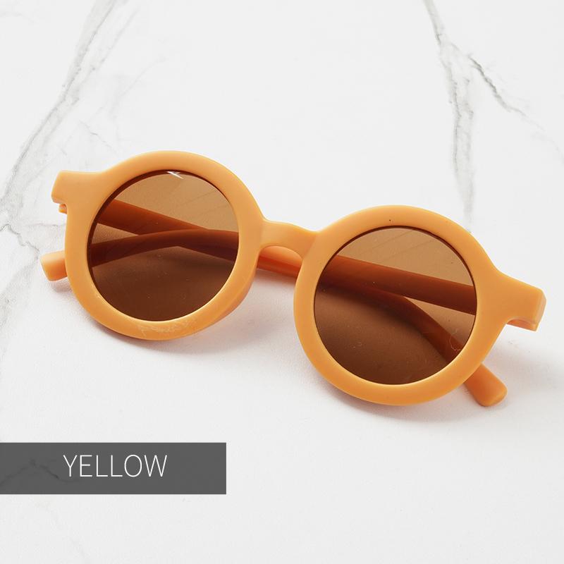 Baby Sunglasses Matte Children's Sunglasses Trendy Round Frame Retro Mocha Colored Glasses  Anti Purple Line
