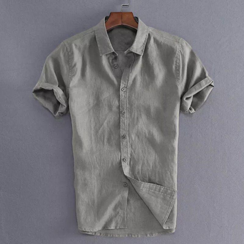 Luxury Men's Short Sleeve Linen T-shirt For Daily Wear In Casual Loose Fit