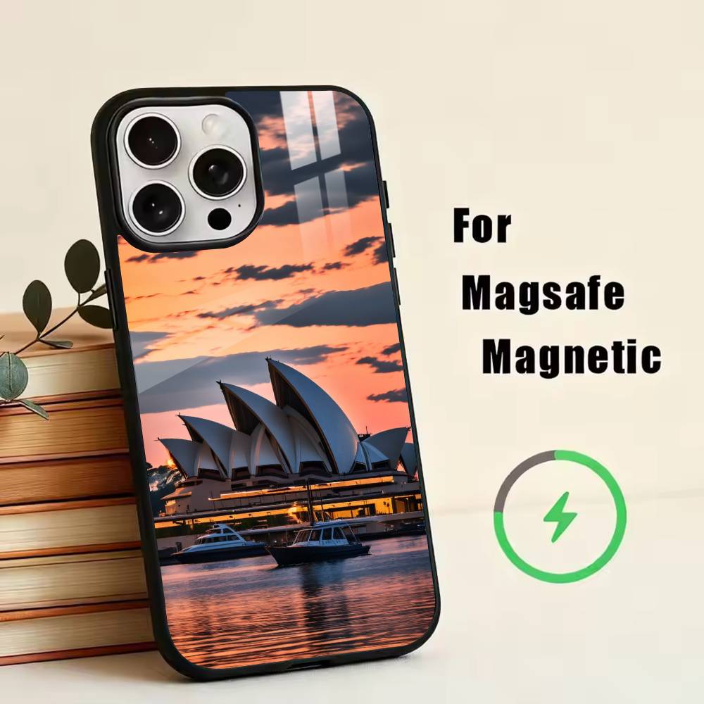 

Sydney Opera House Phone Case For iPhone17,16,15,14,13,12,11 Plus,Pro Magnetic with Magsafe Wireless Charging iPhone14Plus