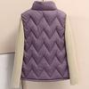 Women Winter Vest Thickened Padded Sleeveless Windproof Stand Collar Heat Retention Neck Protection Pockets Loose Cardigan Outdoor Waistcoat