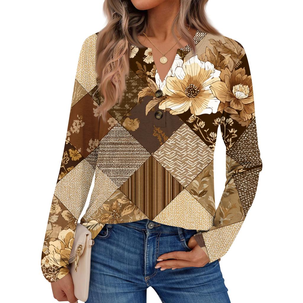 Women's Floral Print Long Sleeve  Shirt Elegant Casual Tops Trendy Shirt Tops