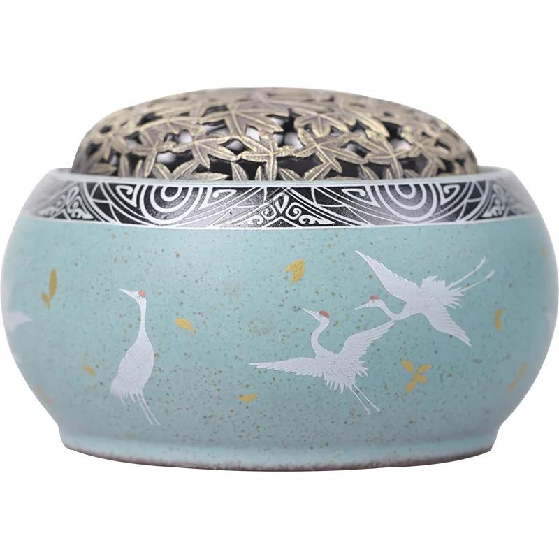 

Ceramic Aromatherapy Stove Decoration Home Indoor Tea Ceremony Incense Seat Alloy Copper Aromatherapy Stove світло-синій колір