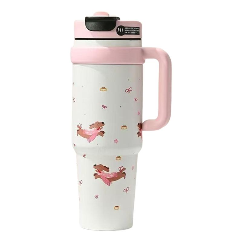 Double Walled Insulated Travel Mugs Oversized Sip Tube Spill Resistant Cap Wide Mouths Design Easy Cleaning