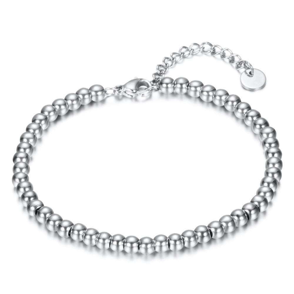 Custom Engraved 4MM Rose Gold Stainless Steel Bead Bracelet