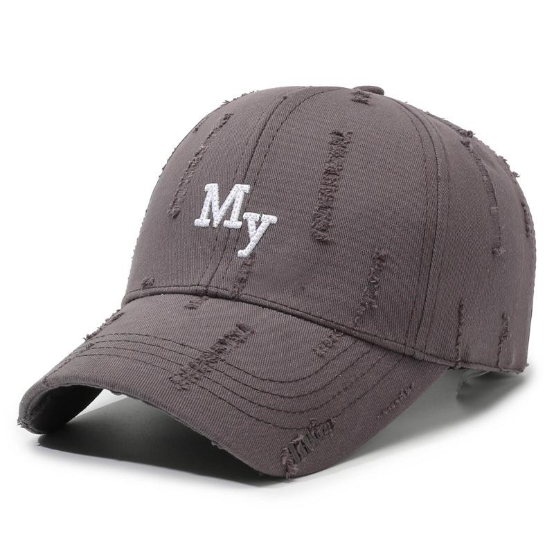 Fashion Washed Hole Letter Hat Embroidered Baseball Cap Men S And Women S Spring And Autumn Soft Top Cap Adjustable серый