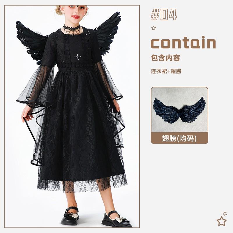 Kinder Halloween Kostüm Mädchen Engel Teufel Kleid Hexe Vampir Fee Party Outfit 3-8J