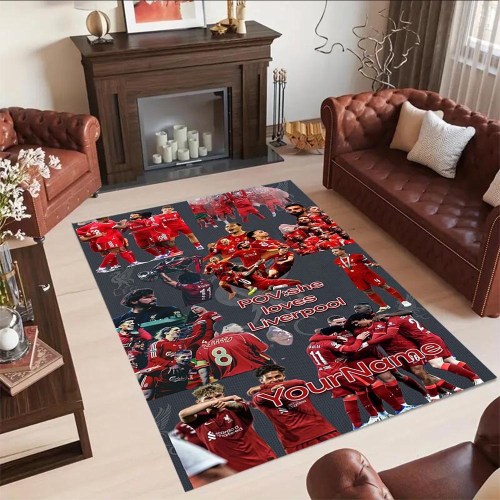Liverpool Anpassbarer Name Bodenmatte Büro Teppich Design zum Dekorieren Zimmer Foyer Flur Spielzimmer Rutschfester Teppich Büro Heimdekor
