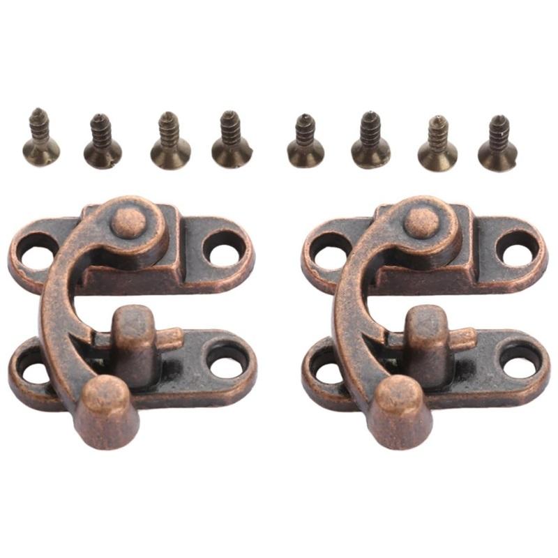 2 ks vintage háček, starožitné bronzové západky na krabici, malá spona s rohovým zámkem pro dřevěnou šperkovnici, dárkové pouzdro na víno, se šrouby