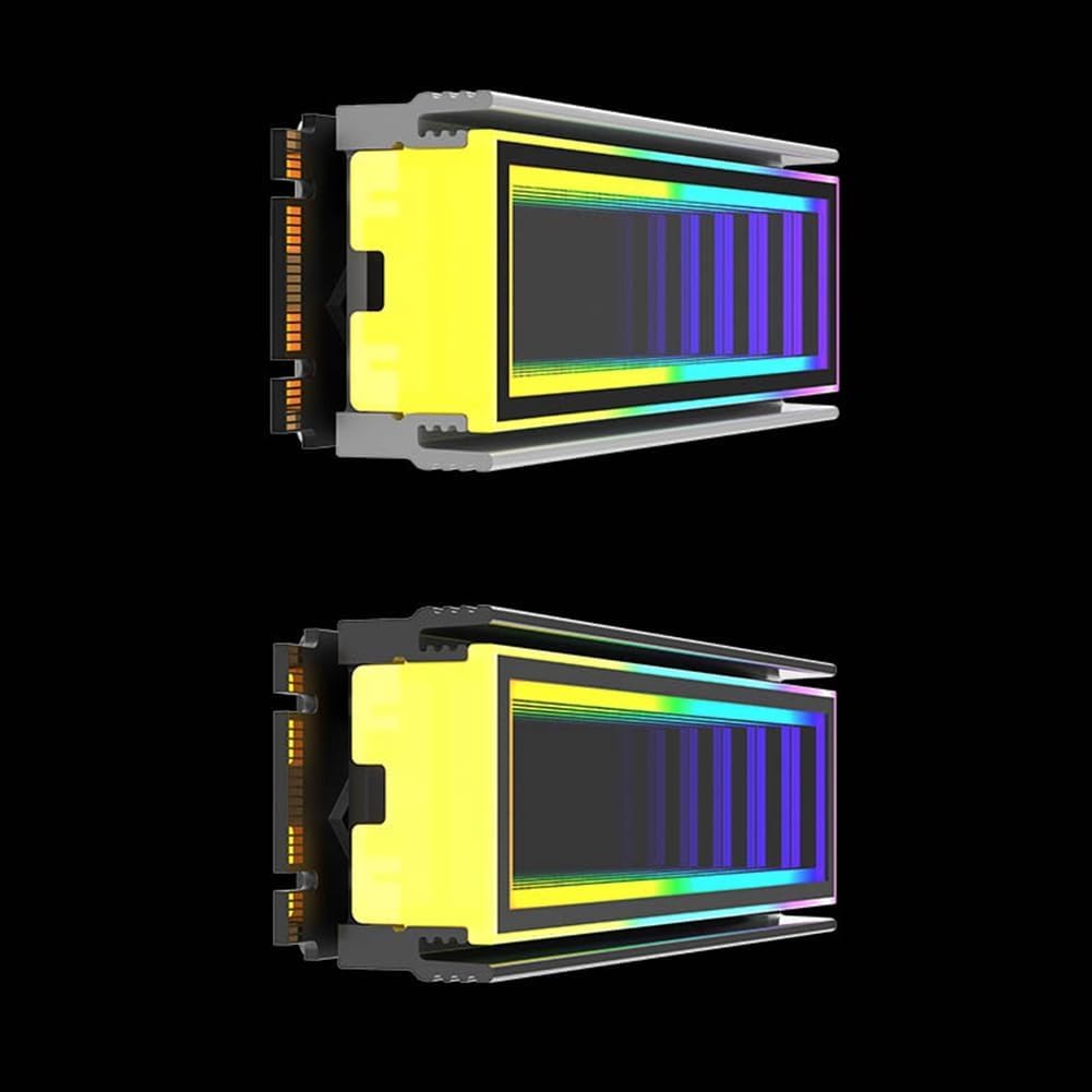 PARTSYN ARGB NVMe M.2 SSD 2280 Memory Heatsink Radiator with Infinity Lens, Addressable RGB 16.8 Million Colors, 5V 3-pin (Silver)