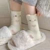4 Pairs of Socks in Random Colors, Cartoon Pink Series, Thickened Winter Warm Socks, Home Sleep Socks, Autumn and Winter Plush Cute Girl Socks
