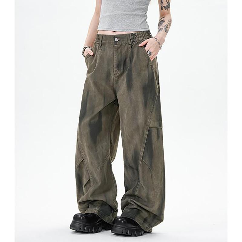 

Vintage Washed Distressed Scimitar Unisex Wide-Leg Cargo Pants XXL