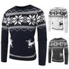 Neck O Mens Sweater Sweatshirt Deer Printed Winter Christmas Knitwear Pullover
