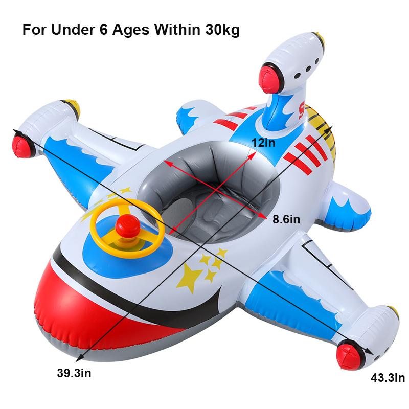1Pcs Airplane Pool Float Inflatable Swimming Ring Thickened Swim Tube Summer Water Swim Floating Toys белый