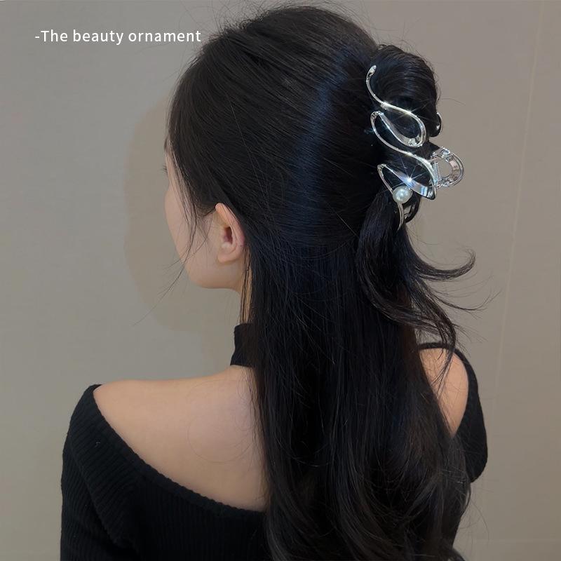 Silver Influencer Large Metal Shark Hairpin Clip for Women