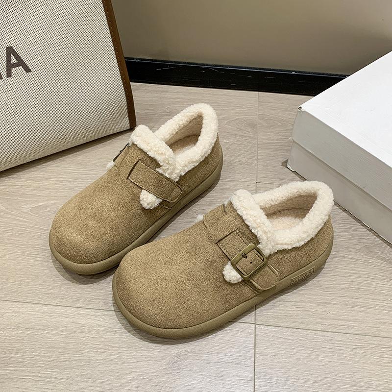 Women's Plus Size Soft-Sole Height-Enhancing Warm Winter Fur-Lined Ski Boots with Plush Lining Short Boots for Outdoor Sports and Cotton Boots