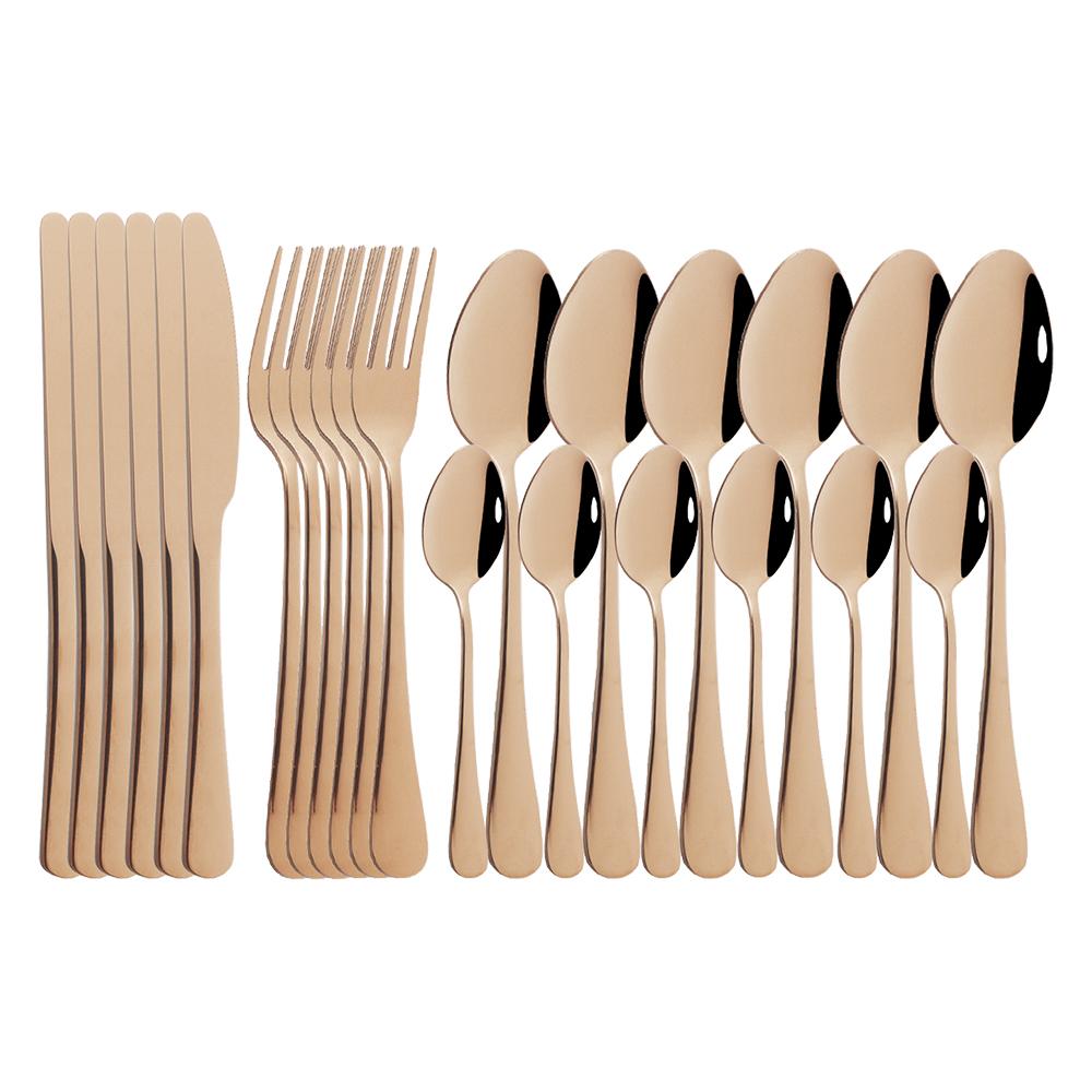 

24pcs Black Mirror Dinnerware Set Stainless Steel Cutlery Set Fork Knife Spoon Tableware Set Flatware Silverware Set Яскраво-рожевий