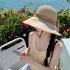 Summer outdoor travel sunscreen bucket hat new fashion splicing visor bow student big eaves hat