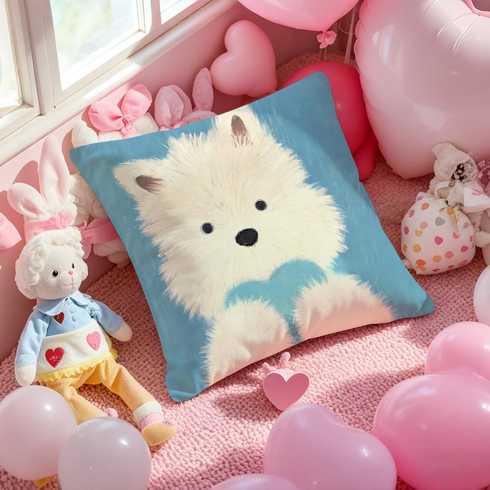 Art Optimization Dog Cushion Cover Pattern Printed Pillowcase for Living Room Sofa Cushion Cover & Bedroom Decor