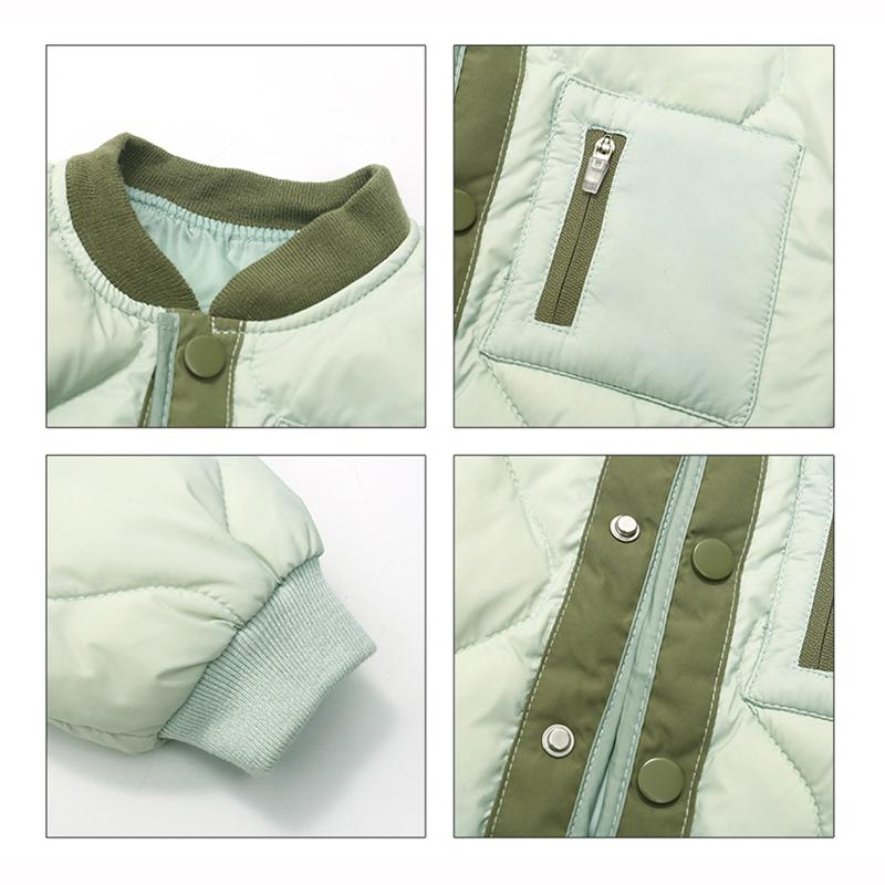 Kids Boys Girl Autumn Winter Solid Color Rounded Neck Coat Warm Windproof Down Jacket Kids Boys Girls Winter Jacket Warm