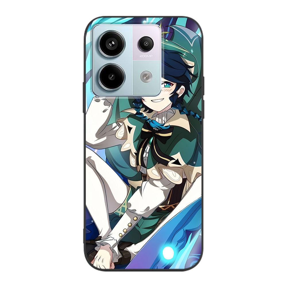 Barbatos Genshin Impact Case for Xiaomi Redmi 10 10C 9C 9A 9i 9 Prime 9T 12 12C 10A K40 Black Soft TPU Mobile Phone Bag Cover